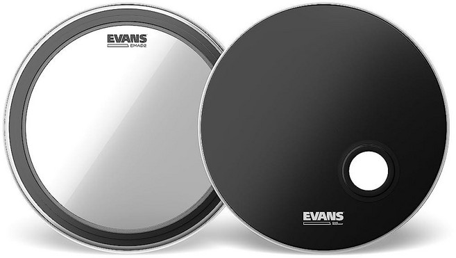 Evans EMAD2 시스템 베이스 드럼 팩 - 베이스 드럼 헤드 1개 리소 드럼 헤드 1개 교체 가능한 댐핑 링 2개 및 폼 댐핑 링 포함 - 베이스 드럼 사운드 맞춤형