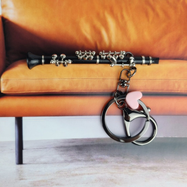 클라리넷 키링 리드 악기 열쇠고리 오케스트라 연주자 취미 전공생 추천 선물, 1개, 블랙