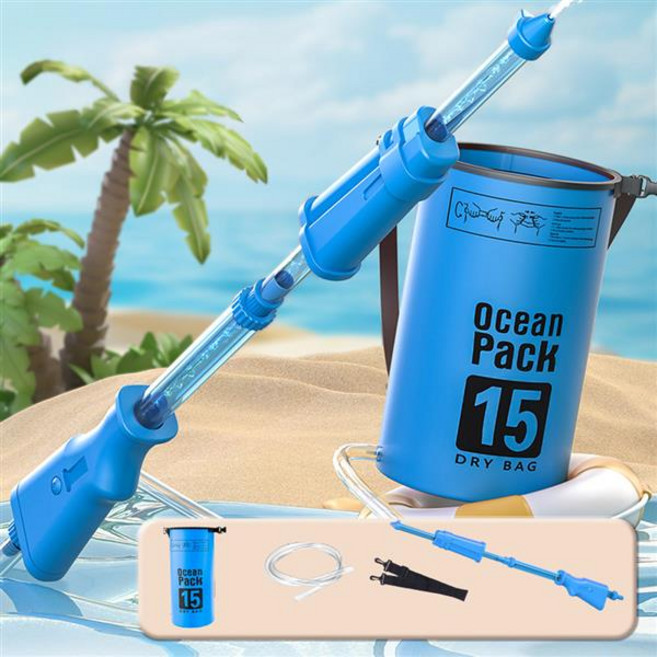 물대포 15L 대용량 배낭 백팩 장거리 물총 파워 고압 발사 수동 기관총 대왕 워터건 여름 수영장 물놀이, 블루 sps477