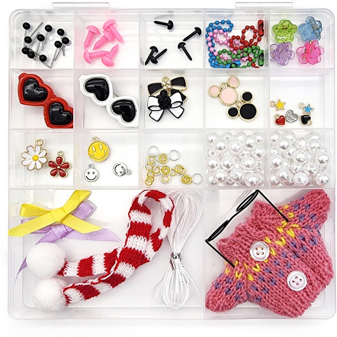 모루인형 만들기 키트 옷 눈 코 안경 목도리 군번줄 부자재, 혼합, 1개