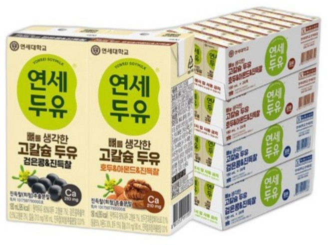 연세두유 고칼슘 두유 진득찰 검은콩 + 호두아몬드, 180ml, 48개