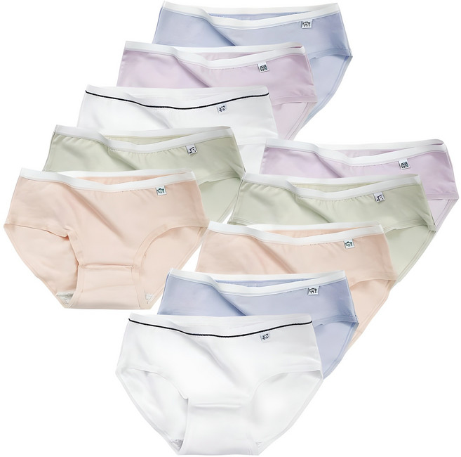 언더샤인 여성 파스텔 노라인 미디 면팬티 10종세트