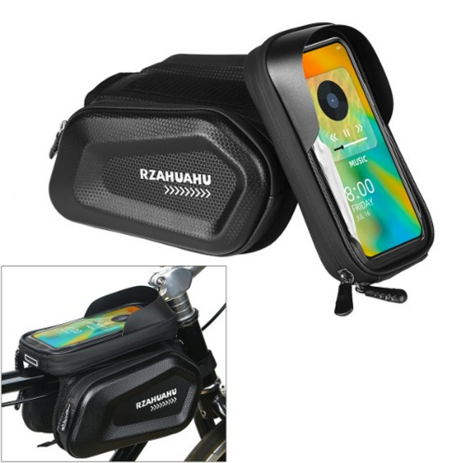 BAILEMO 자전거 방수 휴대폰 가방 프레임 거치대 가방, 블랙, 1개