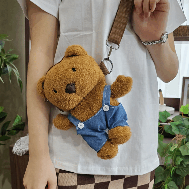 브라운 곰돌이 곰 인형가방 핸드폰가방 귀여운 선물 백