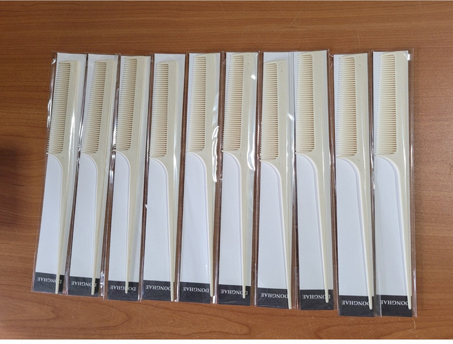 동해 꼬리빗 미용사 국가고시 자격증 시험용 학원용 지참준비 실기재료 4번, 아이보리, 10개