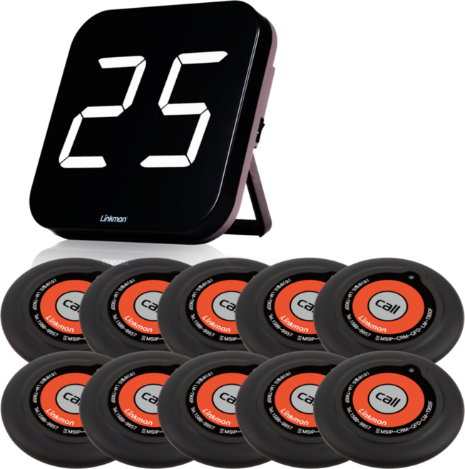 링크맨 호출벨 콜벨 주문 식당호출벨 세트 LM-D102Q LM-T900F, 수신기 1 + 호출벨 7