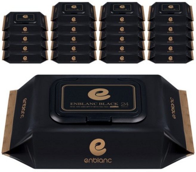 앙블랑 프리미엄 블랙 아기물티슈 휴대캡형, 24개입, 10개