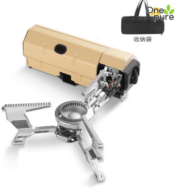 접이식버너 가스버너 캠핑스토브 야외 휴대용 알코올, 카키레인지+바람막이-수납가방 배달, 1개