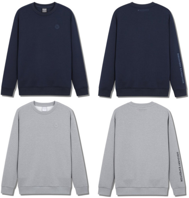 (국내매장정품) 디스커버리 남성용 맨투맨 프리미엄 긴팔 티셔츠 라운드넥 트레이닝 활동성 소재 아웃도어 최적화 스판성