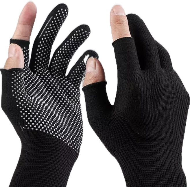 釣魚手套 露二指觸屏耐磨防滑手套 騎行外送, 3個, 打包手套, Q