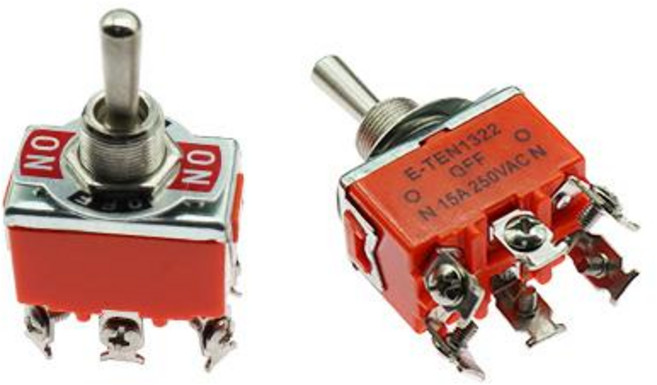 토글스위치 ON OFF 3단6P 빨강 E-TEN1322, 1개