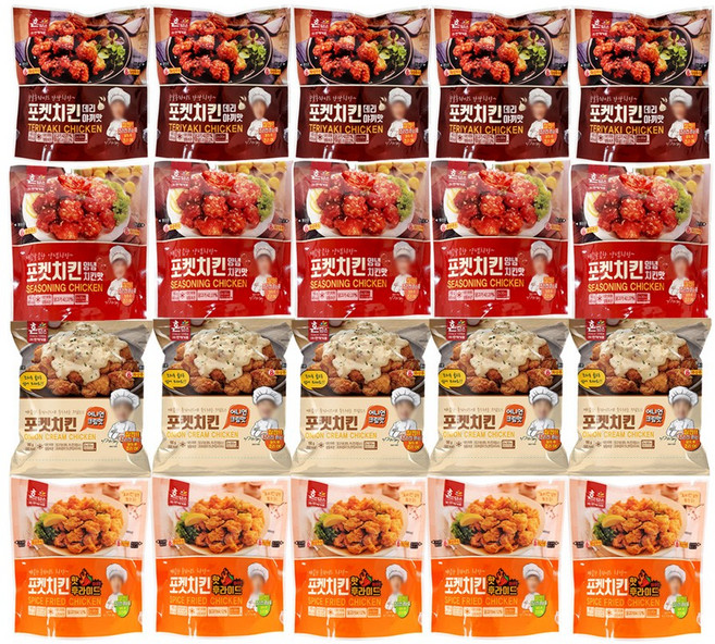 한맥 포켓치킨 4종 5개입 (데리야끼/핫후라이드/양념치킨/어니언크림) 총 20개, 3.6kg, 1세트
