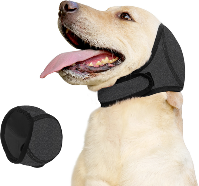 루이 강아지 귀마개 통풍 매쉬 소음 차단 보온 애완동물 귀보호, 그레이, 1개