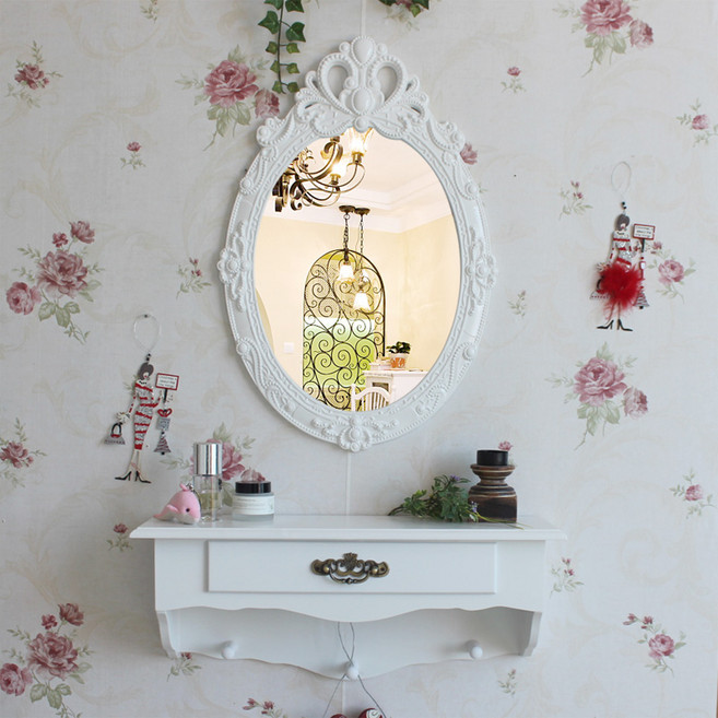 벽붙이 수납선반 화이트 우드벽걸이 거울세트 우드장 공주풍, 화이트 2단/나무색 변경가능