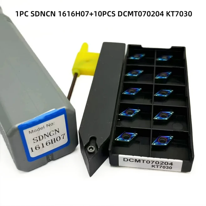 SDNCN1010H07 10PCS 카바이드 인서트 DCMT 용 외부 선삭 공구 홀더 070204, 10 SDNCN16H07 and KT70