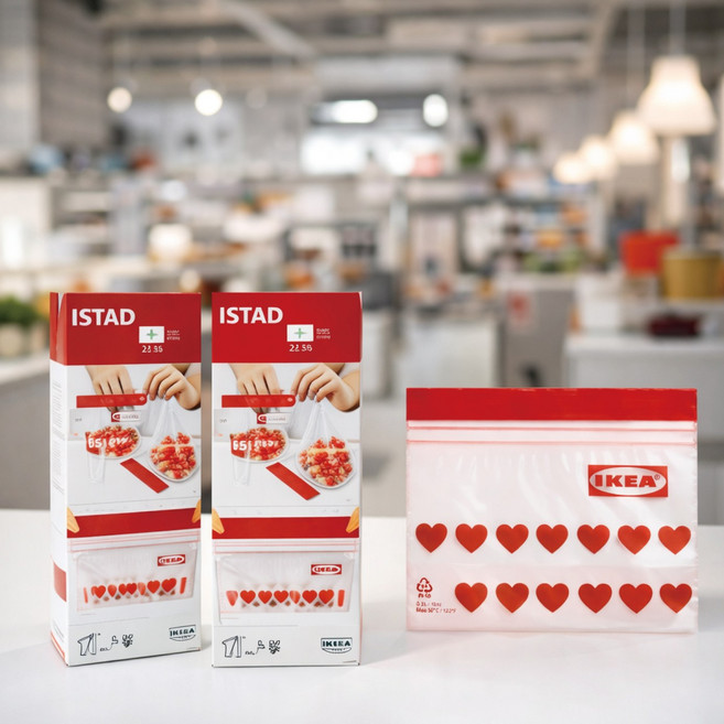 이케아 이스타드 소형 미니 하트지퍼백, 2개, 25개입, 미니(XS)