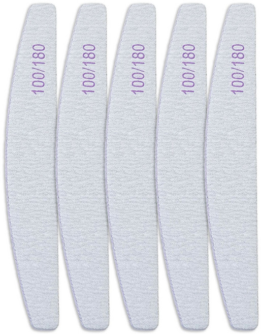 5개입 지브라 양면 네일파일 반달형 100/180 그릿, 1개, 5개입 지브라반달 100/180