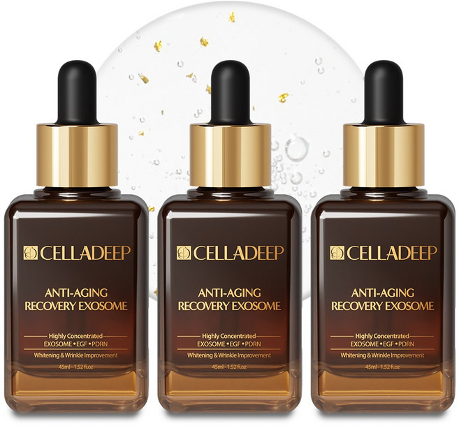 셀라딥 탄력 주름 개선 PDRN 엑소좀 EGF 안티에이징 리프팅 골드 앰플 세럼, 3개, 45ml
