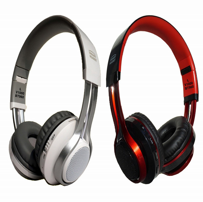 스마트헤드셋 V1000 최신형 무선헤드폰 1위 헤드셋 소니 블루투스 헤드셋 유선 무선 고성능 헤드폰 Bluetooth Headsets Wireless Headphone 오늘특가, 블랙/ 레드 (Black / Red)