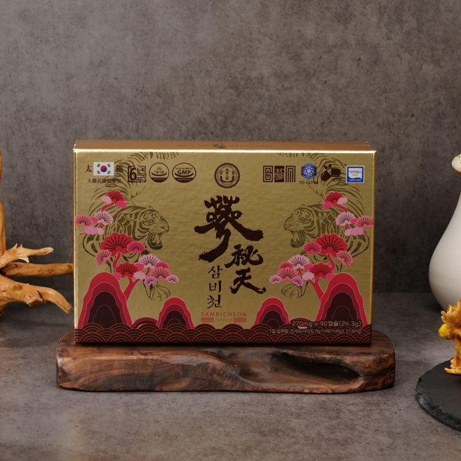 [GINWORLDART] 삼비천 6년근 홍삼 68뿌리 90캡슐 쇼핑백 포함, 3개, 30정