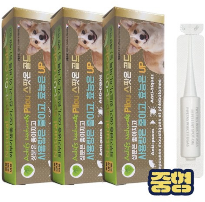 필루 네츄럴 외부기생충 예방 스팟온 골드 중형견, 단일, 1.5ml, 3개