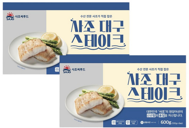 사조씨푸드 순살 대구스테이크, 2개, 600g