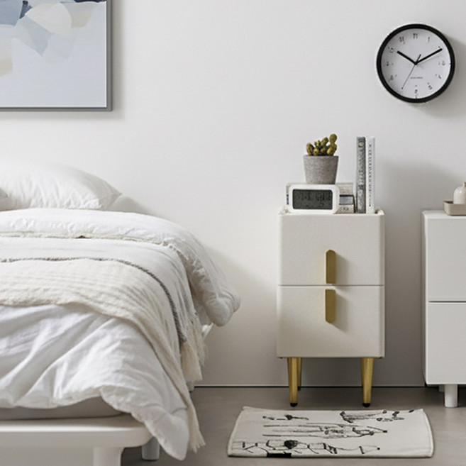 동화속나무 미니 침대 옆 가죽 협탁, 화이트, 1개