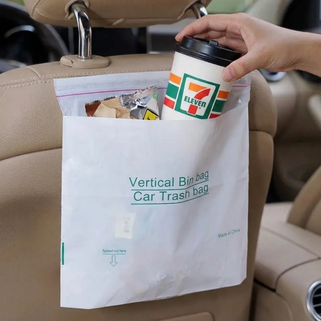 밀키폼 1초 부착 차량용 쓰레기봉투 120매입 접착 자동차 방수 쓰레기통 일회용 정리비닐, 1세트, 화이트