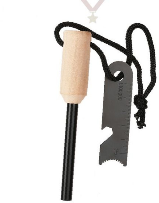 야외 취사 착화 도구 마그네슘 파이어스타터 점화봉 나무 손잡이 비상 생존 장비, 1개, 원추형