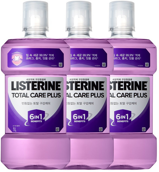리스테린 토탈케어 플러스 구강청결제, 1L, 3개