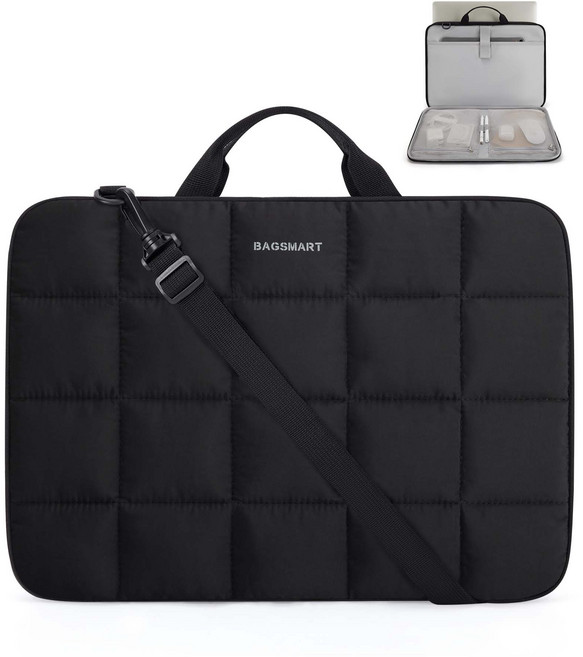 BAGSMART 지퍼 노트북 파우치 가방 크로스백, 268블랙