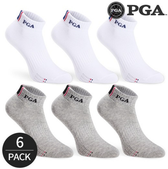 PGA 여성 넥배색 바닥패턴 발목양말 6P_MX