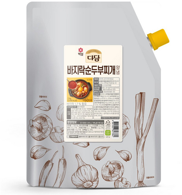 다담 바지락 순두부 찌개 양념, 2kg, 1개