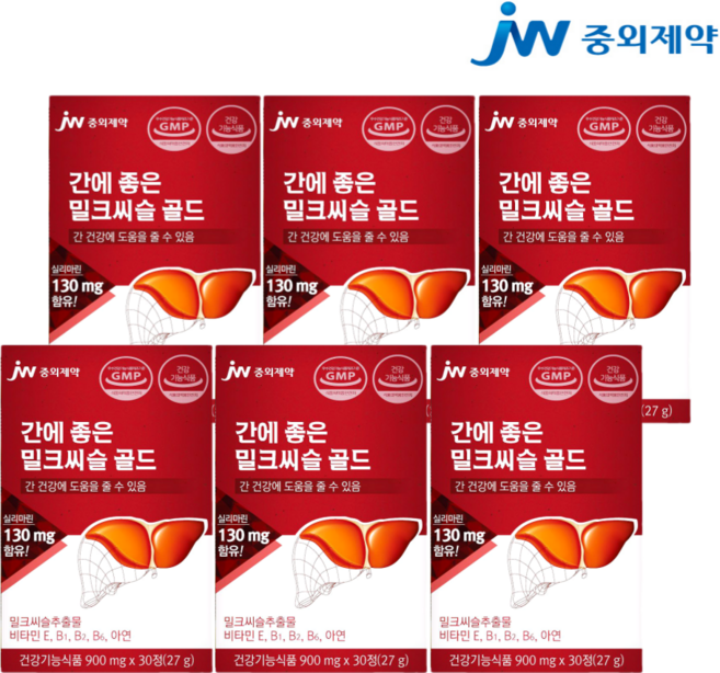 JW중외제약 간에 좋은 밀크씨슬 골드, 30정, 6개