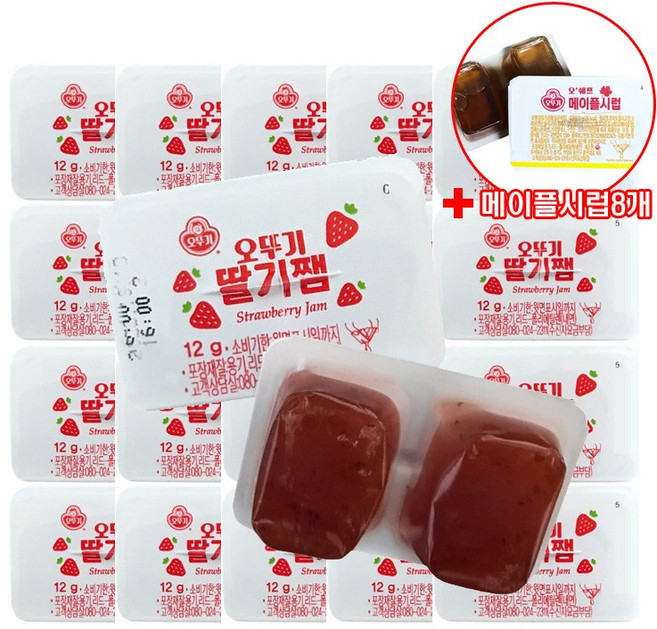다제이샵 오뚜기 일회용 딸기쨈 디스펜팩 72개 + 메이플시럽 8개, 12g, 1개