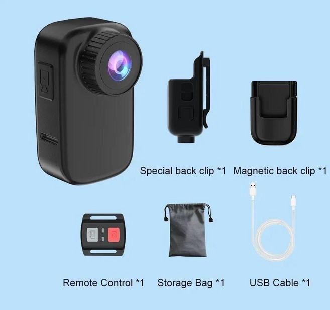 미니 액션 카메라 WIFI 4K HD 휴대용 백 클립 손떨림 방지 포켓 캠 비디오 바디 레코더 스포츠 자석, 02 Black_03 with 128GB