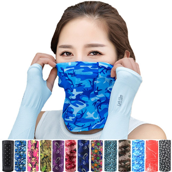 민스리빙 멀티스카프 넥워머 쿨 마스크 토시 비니 두건 자전거, 멀티(랜덤)