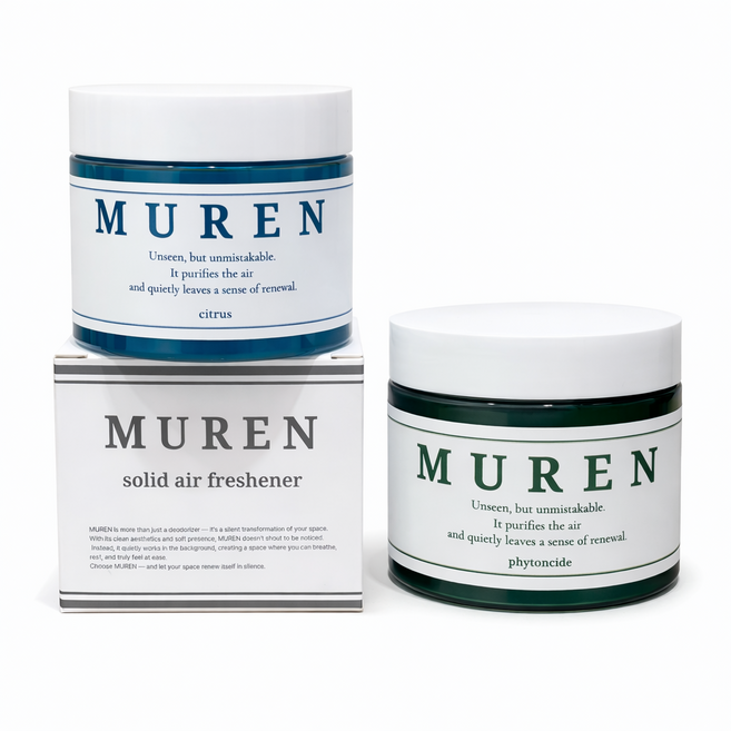 뮤렌 시트러스향+피톤치드향 (2종) 고체탈취제 실내 공기정화 냄새탈취 화장실 옷장 하수구 악취 베란다 냄새제거, 2개, 300g