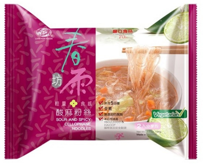 龍口食品 酸麻粉絲 2入分享包, 1個, 春雨坊【酸麻粉絲】2入分享包