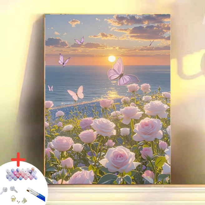 글로윅 DIY명화그리기 피포페인팅 그림그리기 유화 세트, 40*50cm, 03나비, 1개