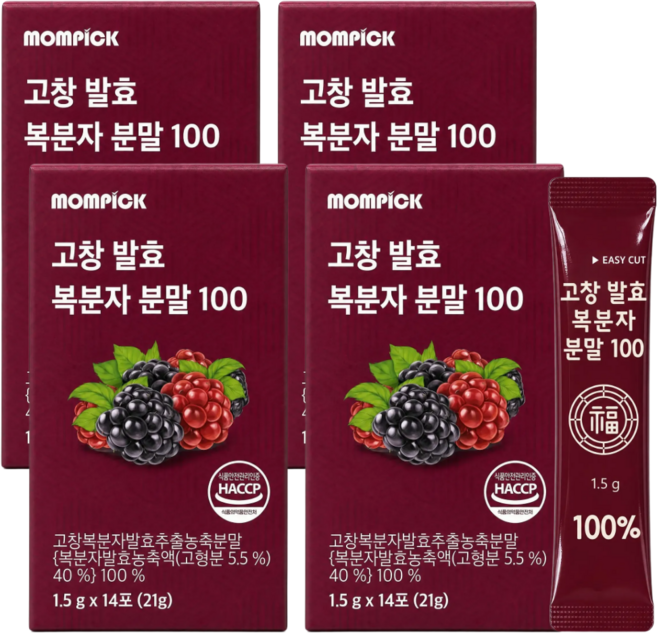맘픽 고창 복분자분말 100%식약청인증 HACCP 정품, 4개, 14회분