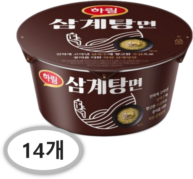 하림 삼계탕면 컵 107g, 14개
