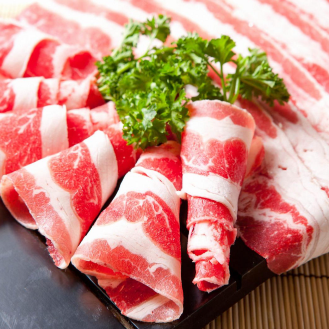 우삼겹 2kg 샤브샤브 마라탕 업소용 식당용 삼겹양지 미국산 초밥 덮밥 대용량 규동 냉동, 한줄로 길게 받기, 1개