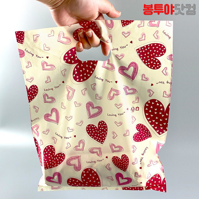 봉투야닷컴 HD PE 30호 비닐쇼핑백 30x39cm 100장, 러브쇼, 1개