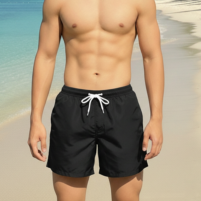 그레나 남자 비치웨어 반바지 레쉬가드팬츠 5부 바캉스룩 해변 빅사이즈, 코어 블랙