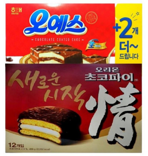 오리온 초코파이 정 12입 468g + 해태제과 오예스 18입 540g, 1개