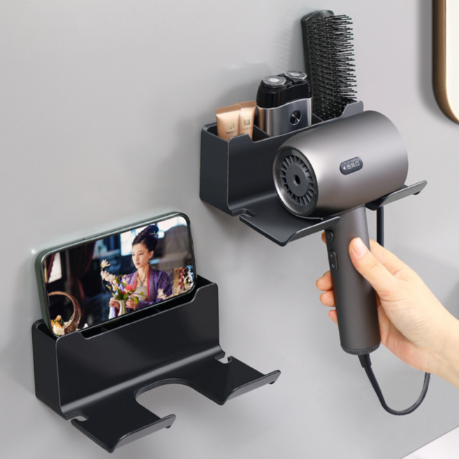 무타공 드라이기 거치대 드라이기걸이 욕실 홀더, 화이트