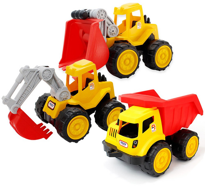 모래차 3종세트 덤프트럭+포크레인+트랙터 대형 중장비 모래놀이, 1세트, 혼합