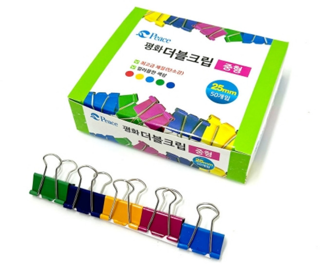 피스코리아 평화 사무용 더블크립 25mm, 중, 50개입, 1개