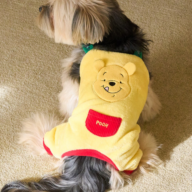 베니즈 디즈니 겨울 강아지올인원 애견바지 클럽 귀여운 강아지옷, 1개, 푸_옐로우